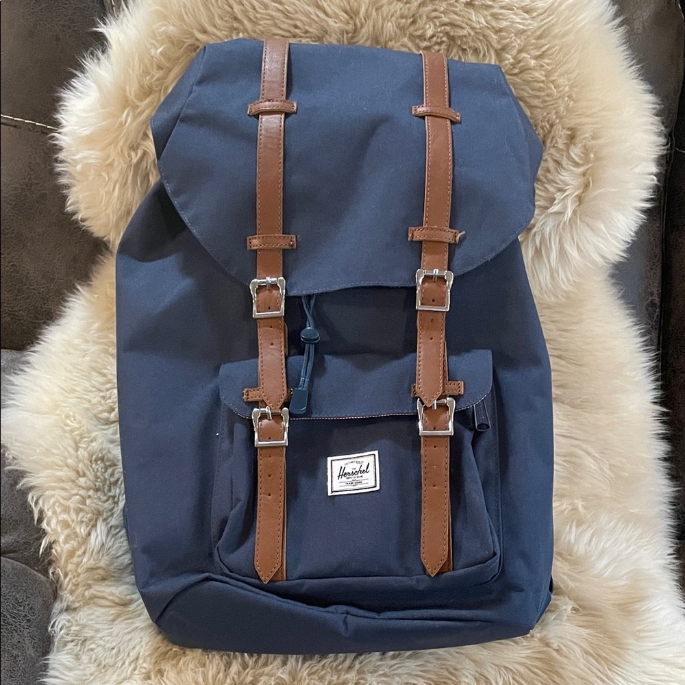 Herschel Supply Company Blue Backpack with Brown Straps